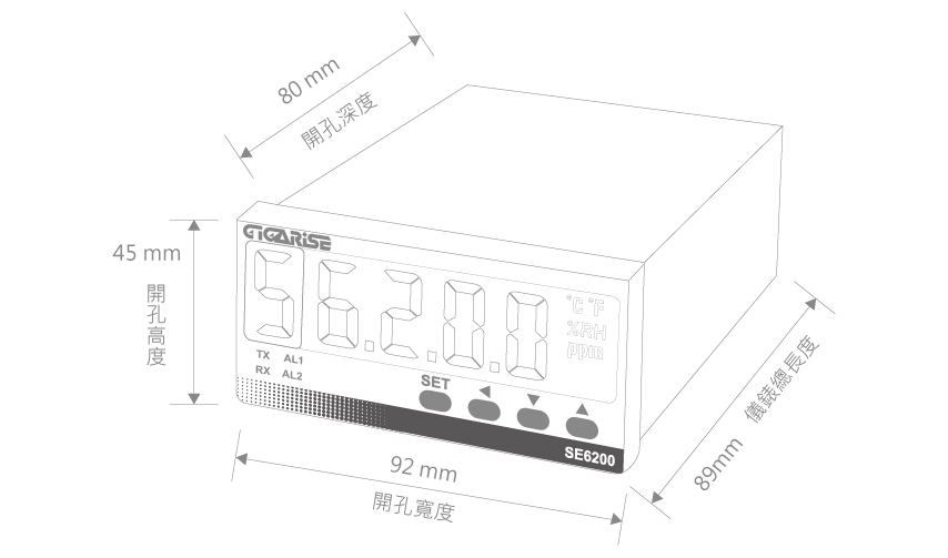 SE6200迴路多功能溫度控制器外型尺寸圖