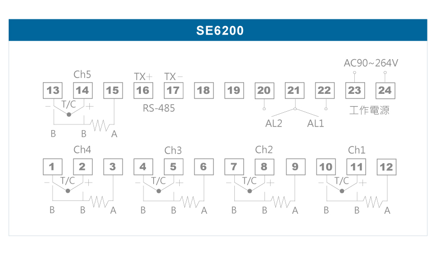 SE6200迴路多功能溫度控制器接線圖