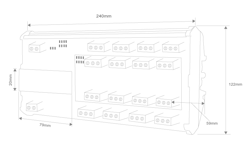 SD2000 16迴路LED顯示RS485輸出模組外型尺寸圖